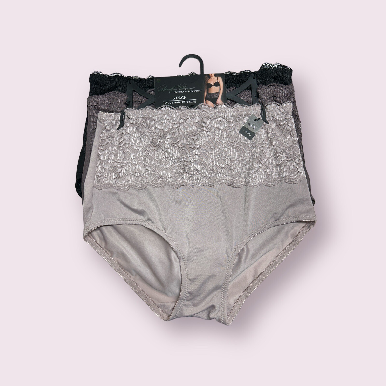Marilyn Monroe 3pc MM7305 Lace Shaping Briefs~2X~Double Layer~ Tummy Panel $42