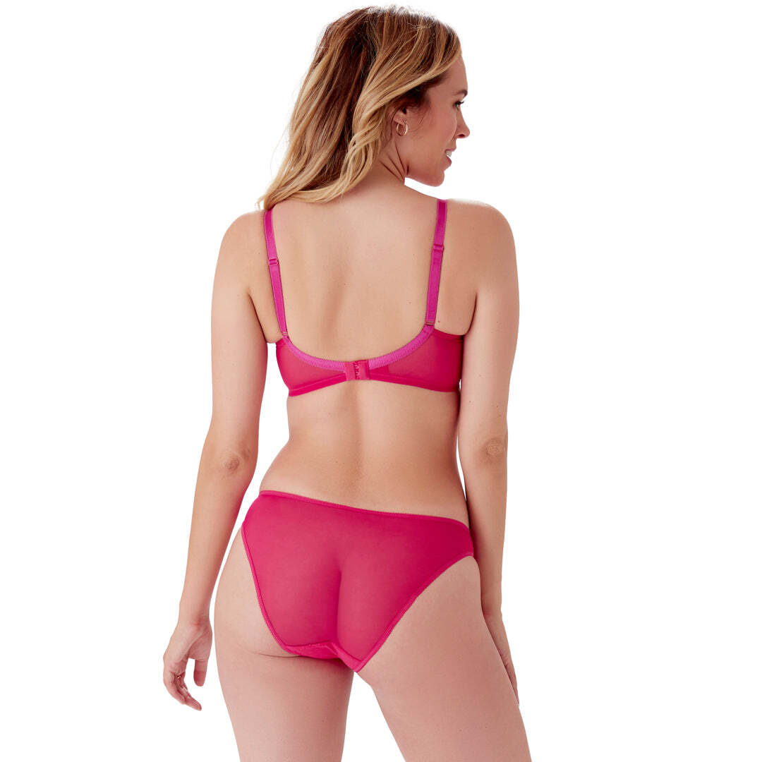 Gossard Glossies Lace Hot Pink Sheer Mesh Brief Panty New Womens Lingerie 13003