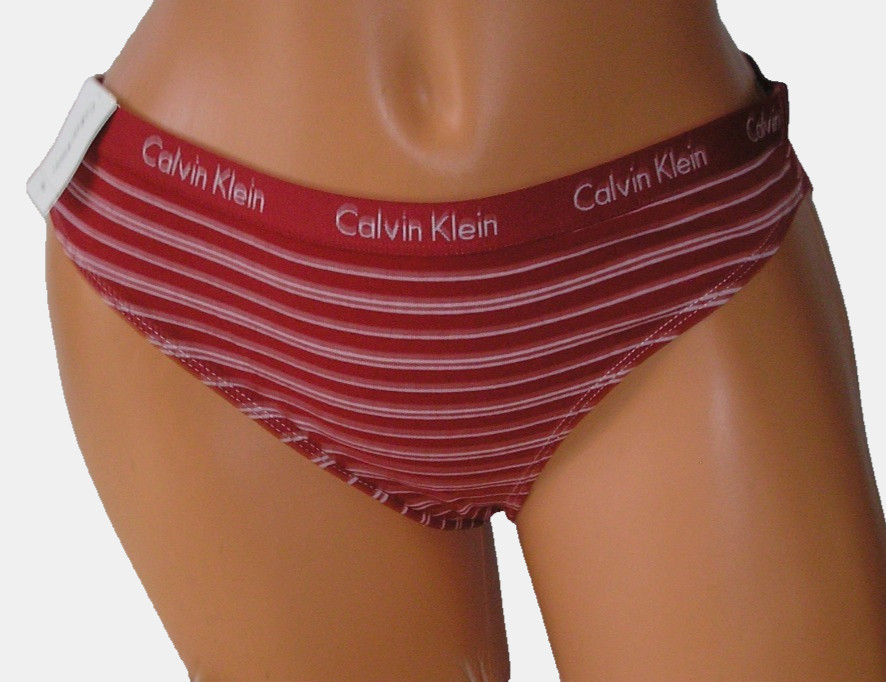 Panties Lingerie Calvin Klein Red White Striped Bikini, Size Large Adult Gift