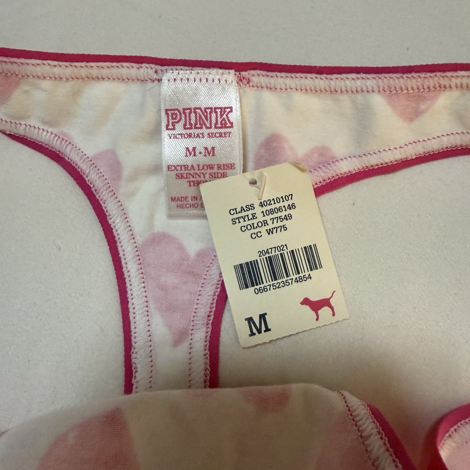 Rare VTG Y2K Victoria’s Secret Extra Low Rise Skinny Side Thong HeartsNWT Medium
