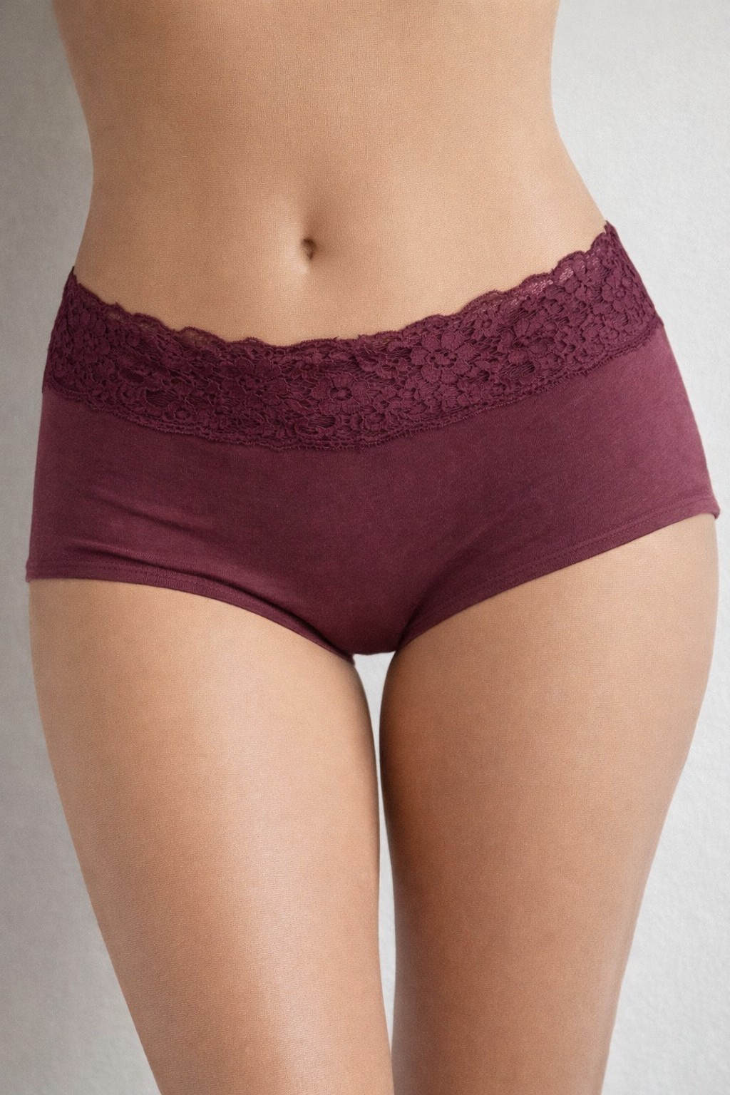 BRAND NEW Victoria’s Secret VS Posey Lace Waist Cotton Cheeky Panty Burgundy NWT