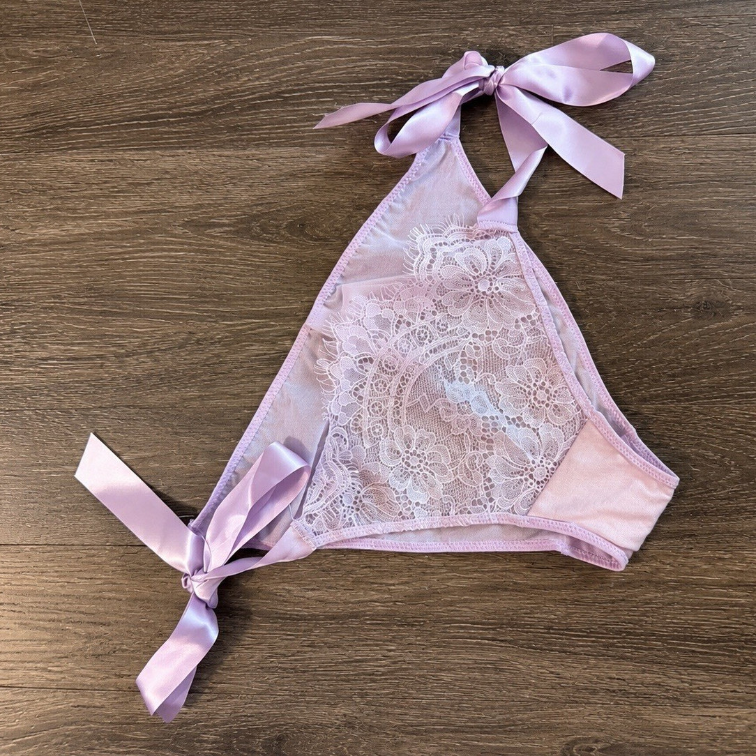 Adore Me Pink Lace Tie Side Panties Size M Coquette Lingerie