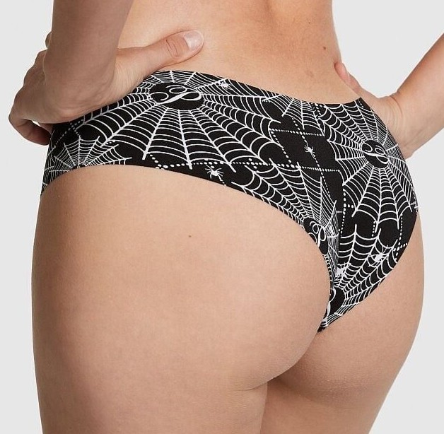 HALLOWEEN S VS PINK No-Show Cheekster Panty Spider Webs Awesome Cool Holiday NWT