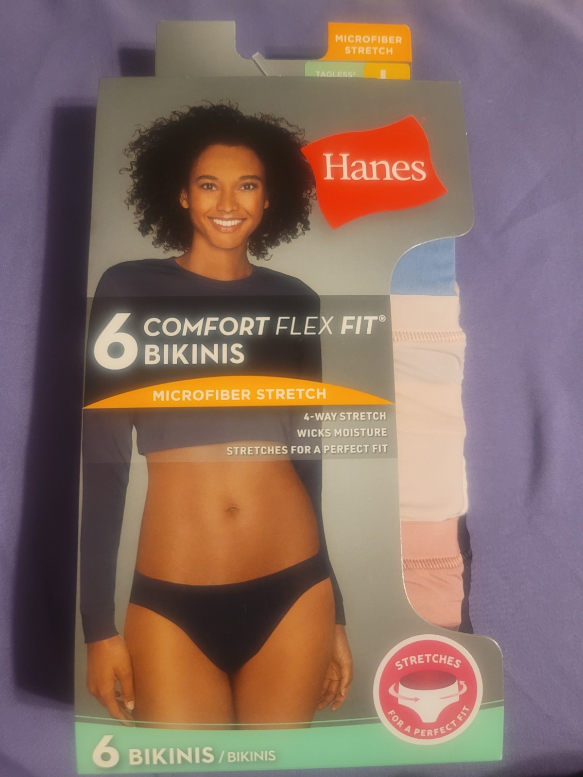 HANES Comfort Flex Fit 6 Pack Microfiber Bikini Panties Women’s Multicolor