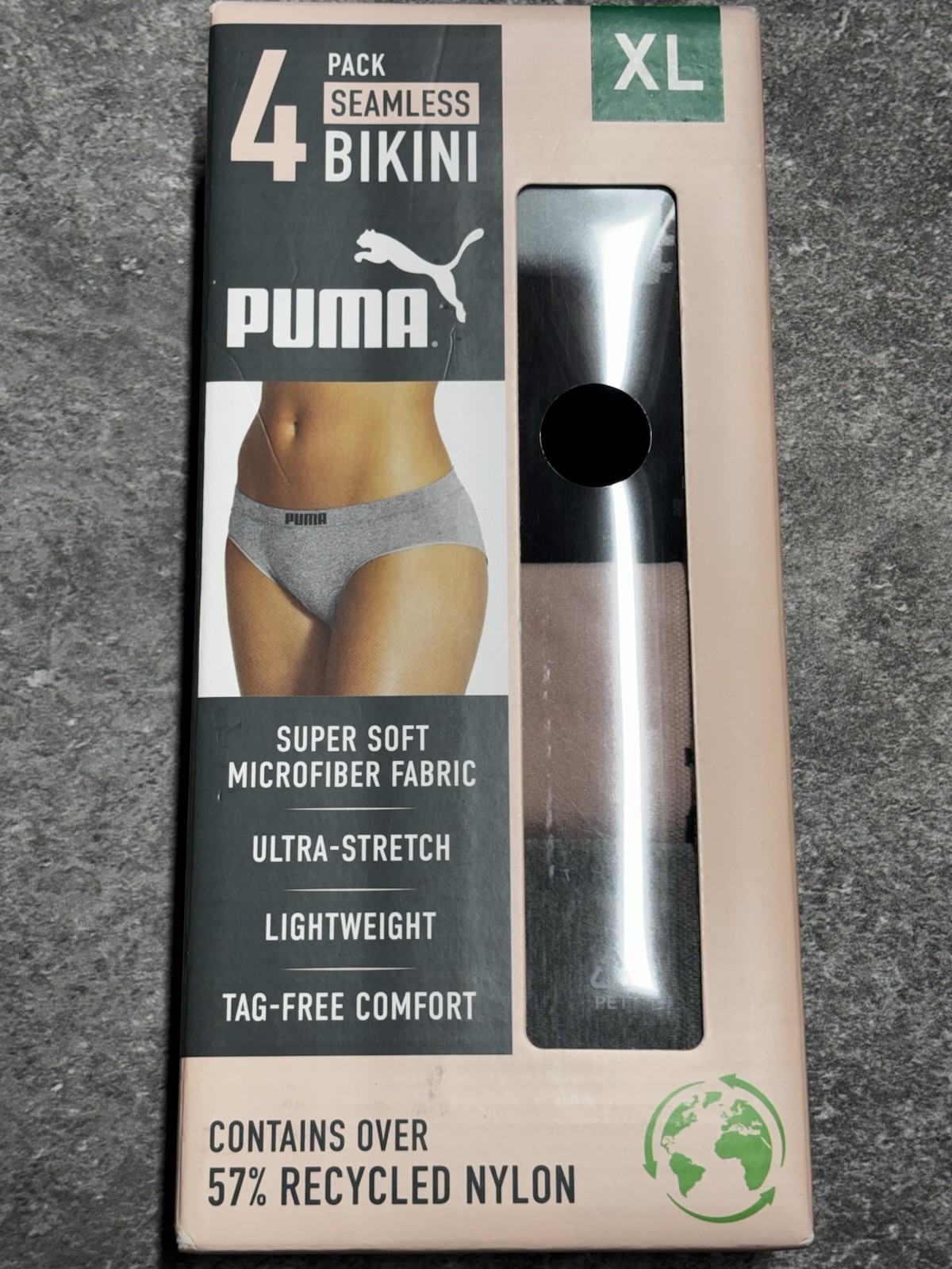 PUMA Women’s Seamless Bikini Underwear | Pink/Blue/Black/Gray | X-Large