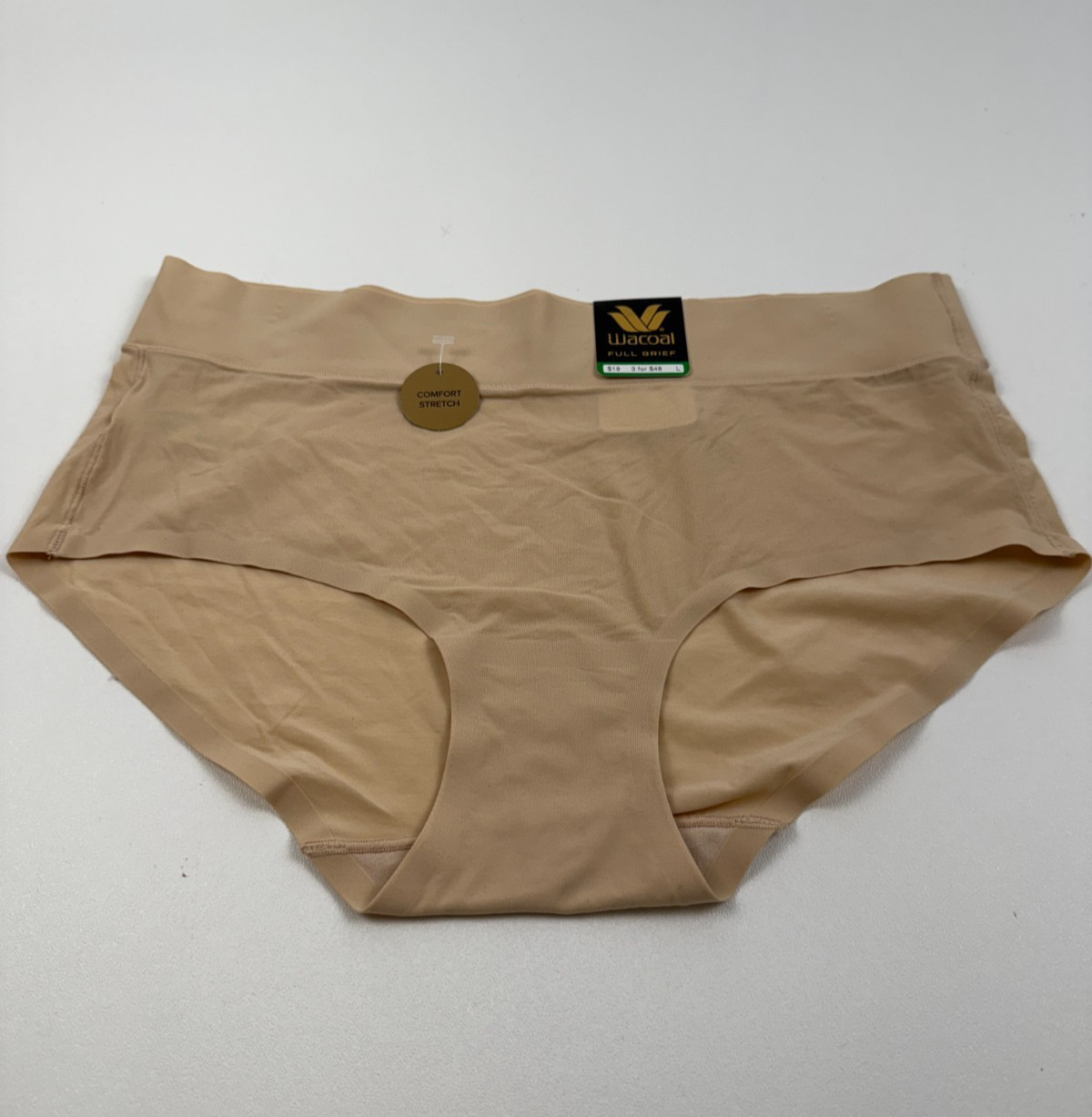 Wacoal Women Comfort Stretch High Waist Cut Brief Panties Beige Size L (7) NWT