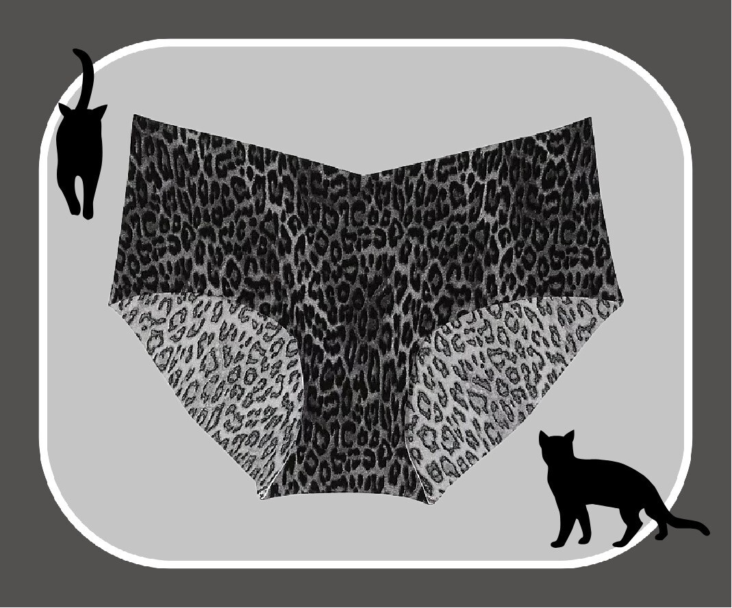 XXL NOIR Black Grey Leopard NO SHOW Smooth Victorias Secret Hiphugger Pantie
