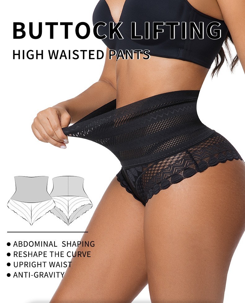 3X Mesh Lace High Waist Tummy Control Panties Breathable Butt Lifting Underwear