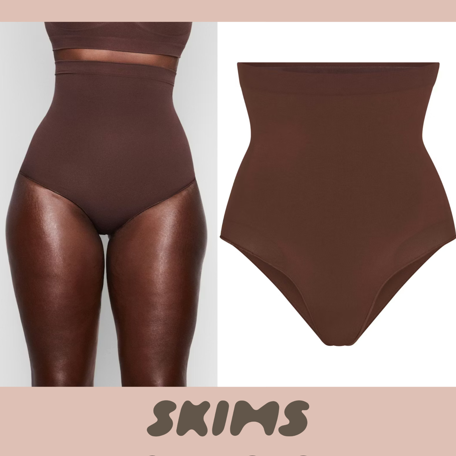NEW SKIMS [ 2PC XXS/XS ] Seamless Sculpt High Waisted Brief Black Brown T2119