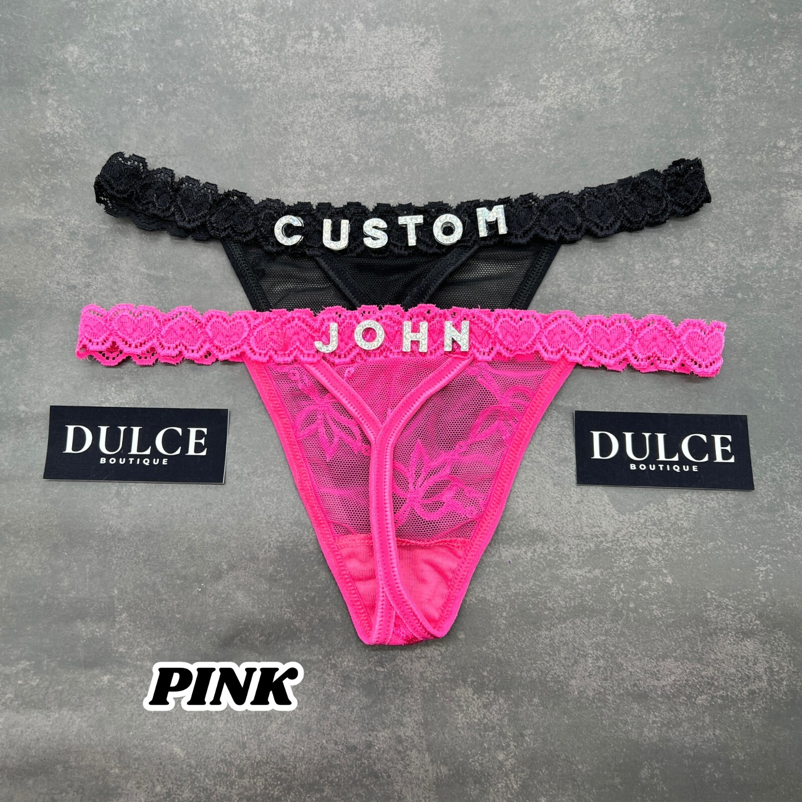 Personalised Thong Custom Thong with Rhinestone Letters