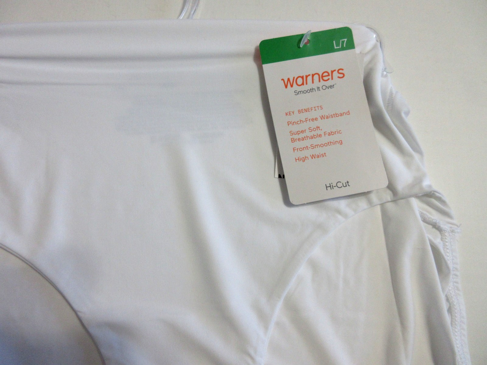 Warners HI CUT panties Smooth it over Front High waist RT9021 White nylon L/7