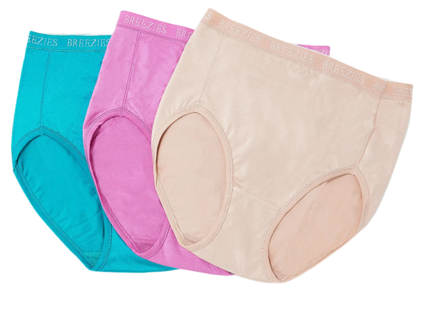 Breezies~Set of 3~Nylon Microfiber Hi-Cut Briefs~Medium~A287800 12983