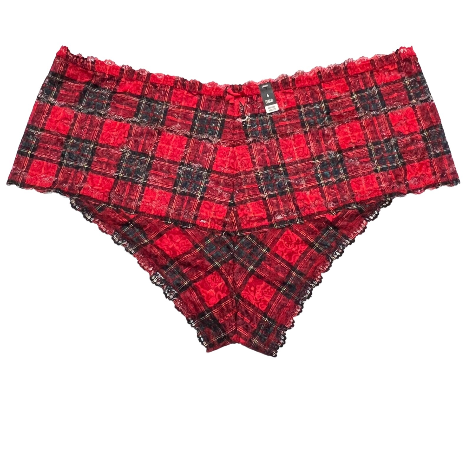 NWT TORRID Cheeky Pantie Underwear Sz 5X-6X Red Green Plaid Lace