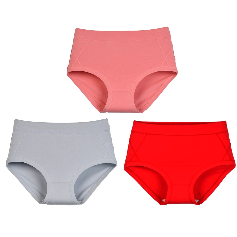 Cotton Brief Panties High Waist Women’s Soft Breathable Underwear 3 Pcs