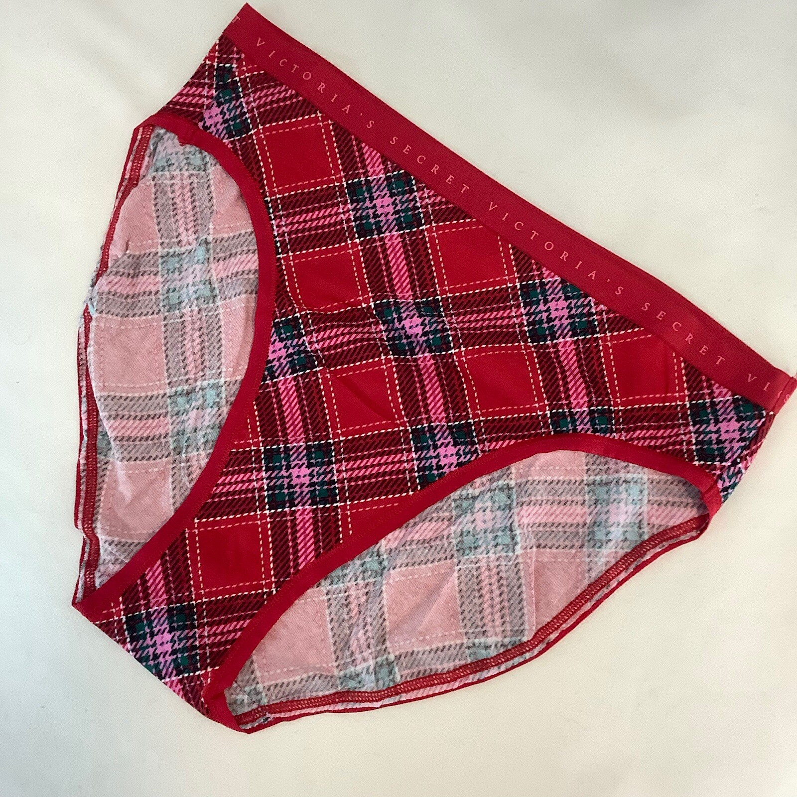 Victoria’s Secret Red Check Print High Leg Brief Panties – Size XS – Brand New