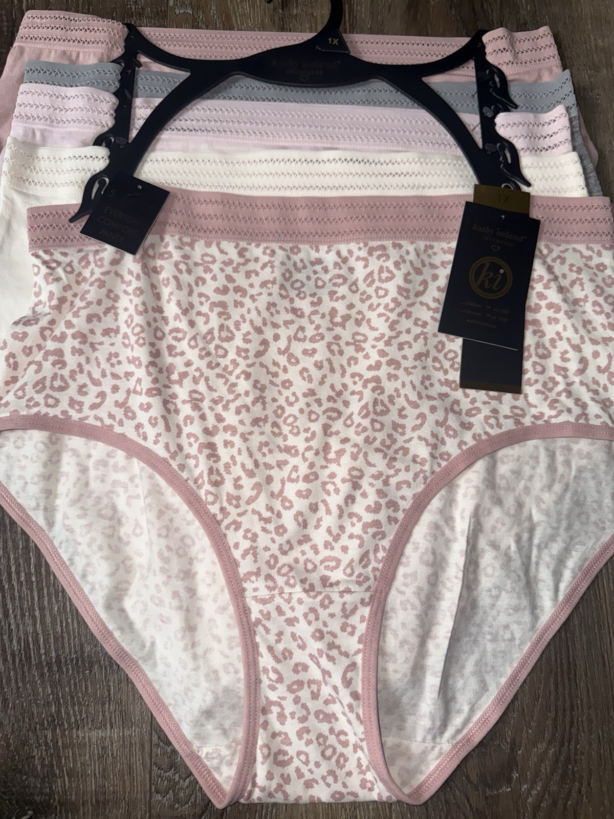 Kathy Ireland Womens Brief Underwear Panties Multicolor 5-Pair Cotton (F) ~ 1X