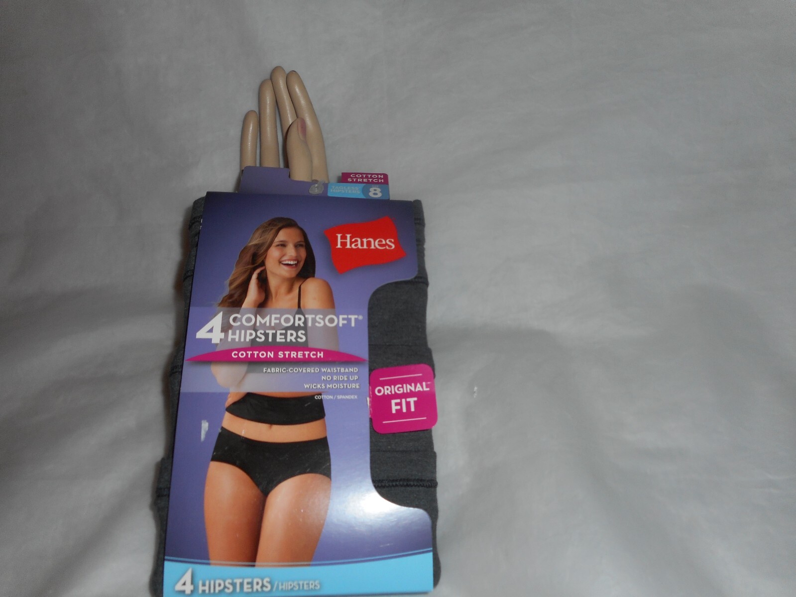 Hanes 4 Pack Comfortsoft Black Hipster Cotton Stretch Panty Size8/ XtraLarge