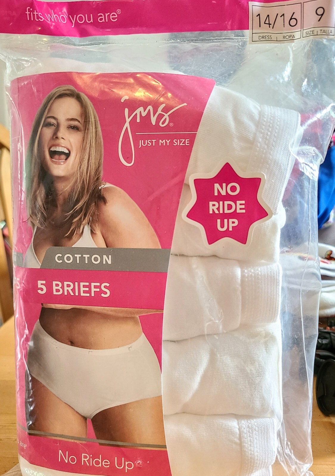 Just My Size 7 JMS Cotton White Briefs 5pk Underwear Panties Panty Women NEW