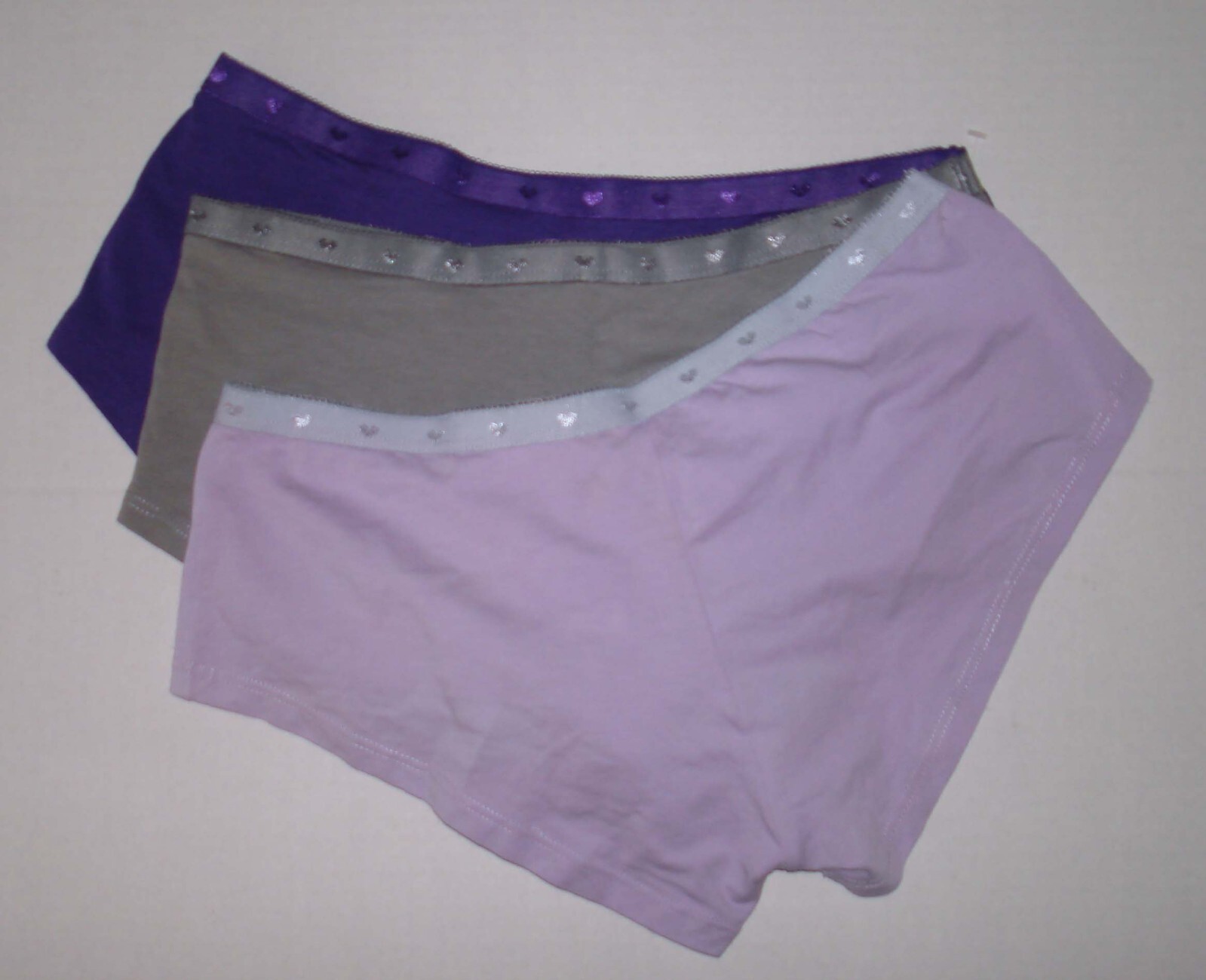 SECRET TREASURES Pack Of 3 BOYLEG BOYSHORT BIKINI PANTIES GRAY PURPLE 5 SMALL