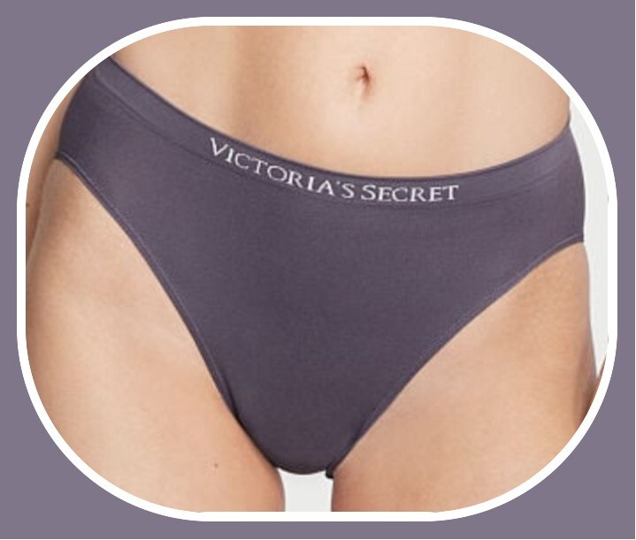 L Grey SEAMLESS NO SHOW FULL COVER Victorias Secret High Leg Waist Brief Pantie