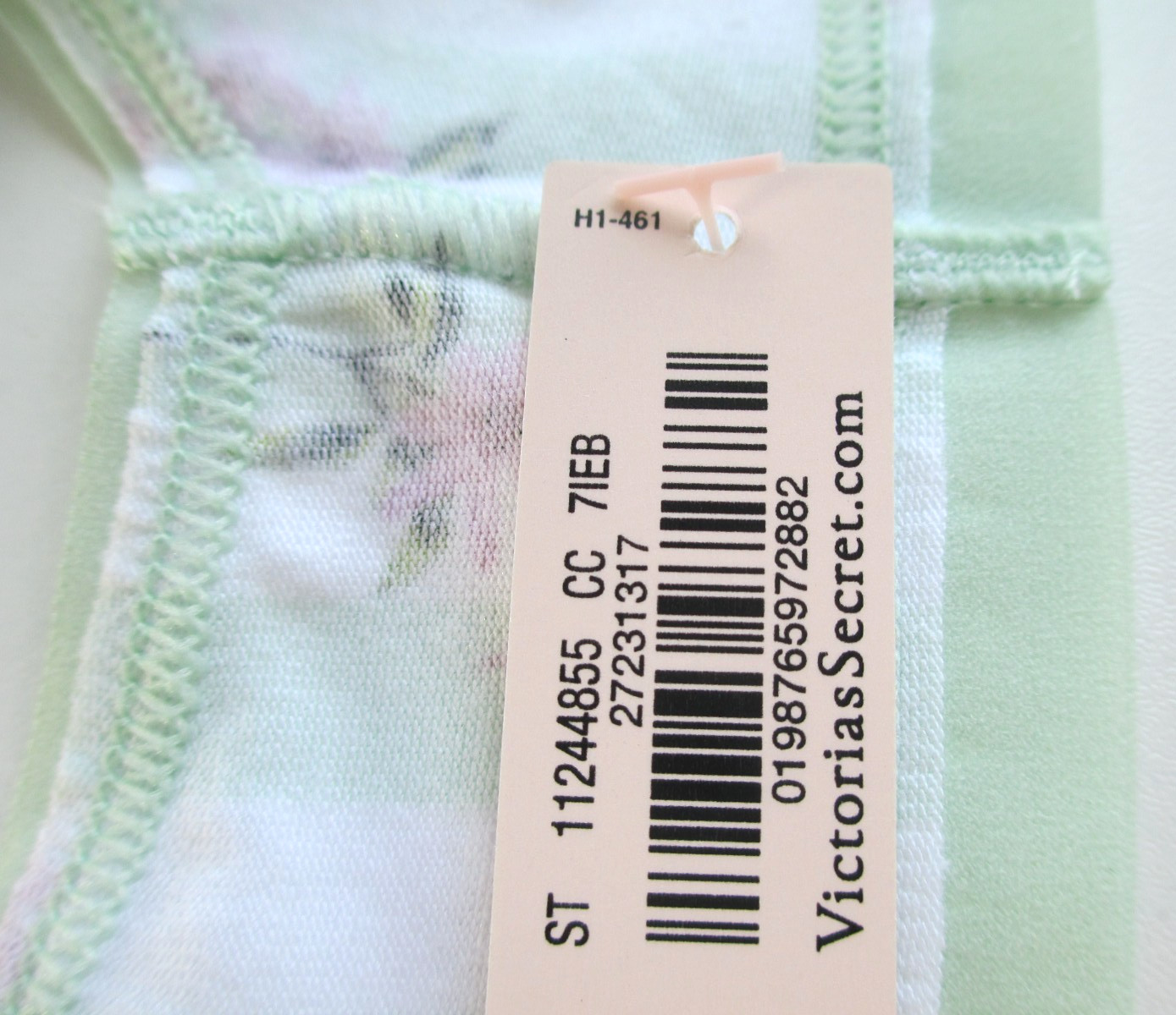 VICTORIA’S SECRET Cotton Bikini Panty M Green NWT White Stripe VS Floral