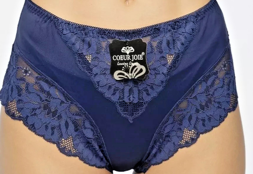 Womens SizeM/L Blue Bikini Breathable Classic with Lace Panties Elegant Panty