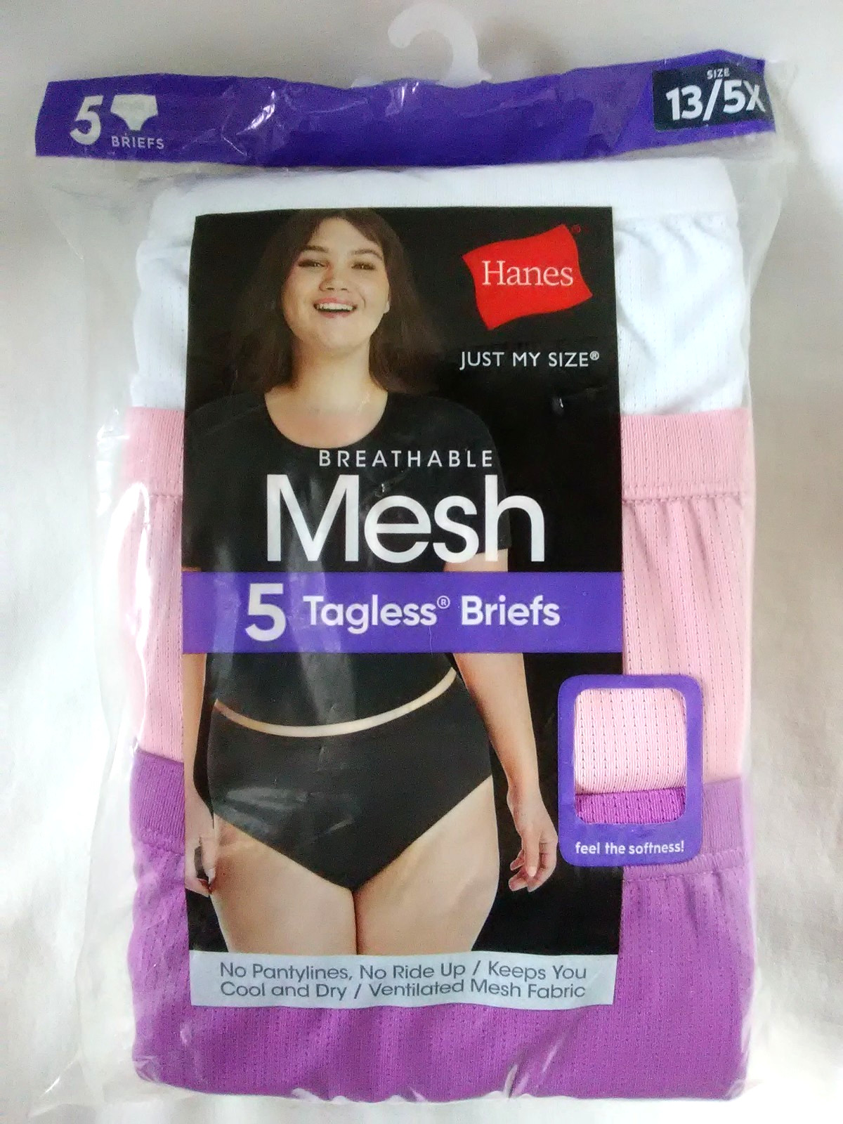 Women Plus Size 13/5X Brief 5 Pcs Mesh Tagless Underwear New NIB