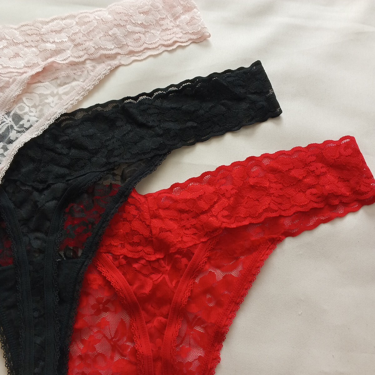 3 Pack INC Women Sexy Lace Thong Size 2XL Multicolor Spandex Nylon