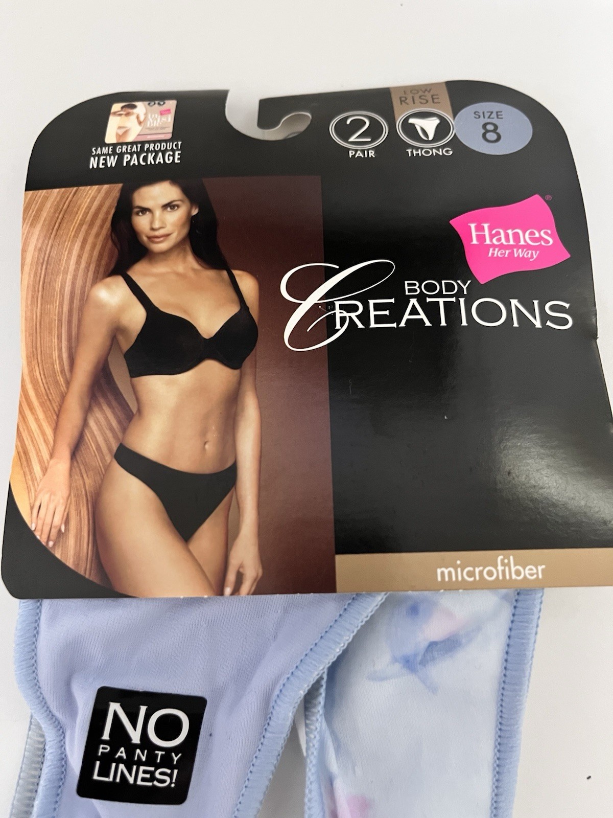 Hanes Her Way Vintage 2 Pack Low Rise Blue 2003 Body Creations Thong Panty 8 NWT