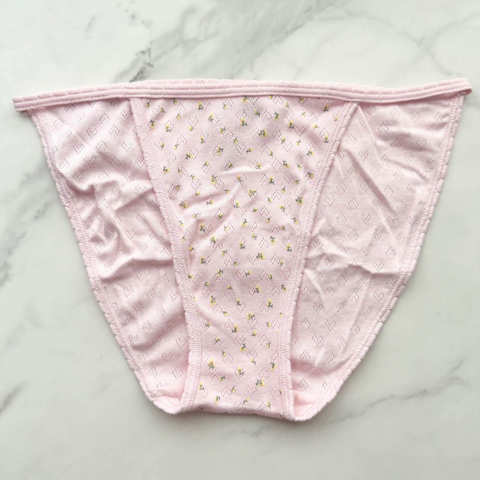 PINK Victoria’s Secret Cotton Heart Pointelle String Bikini Panty Angel Pink