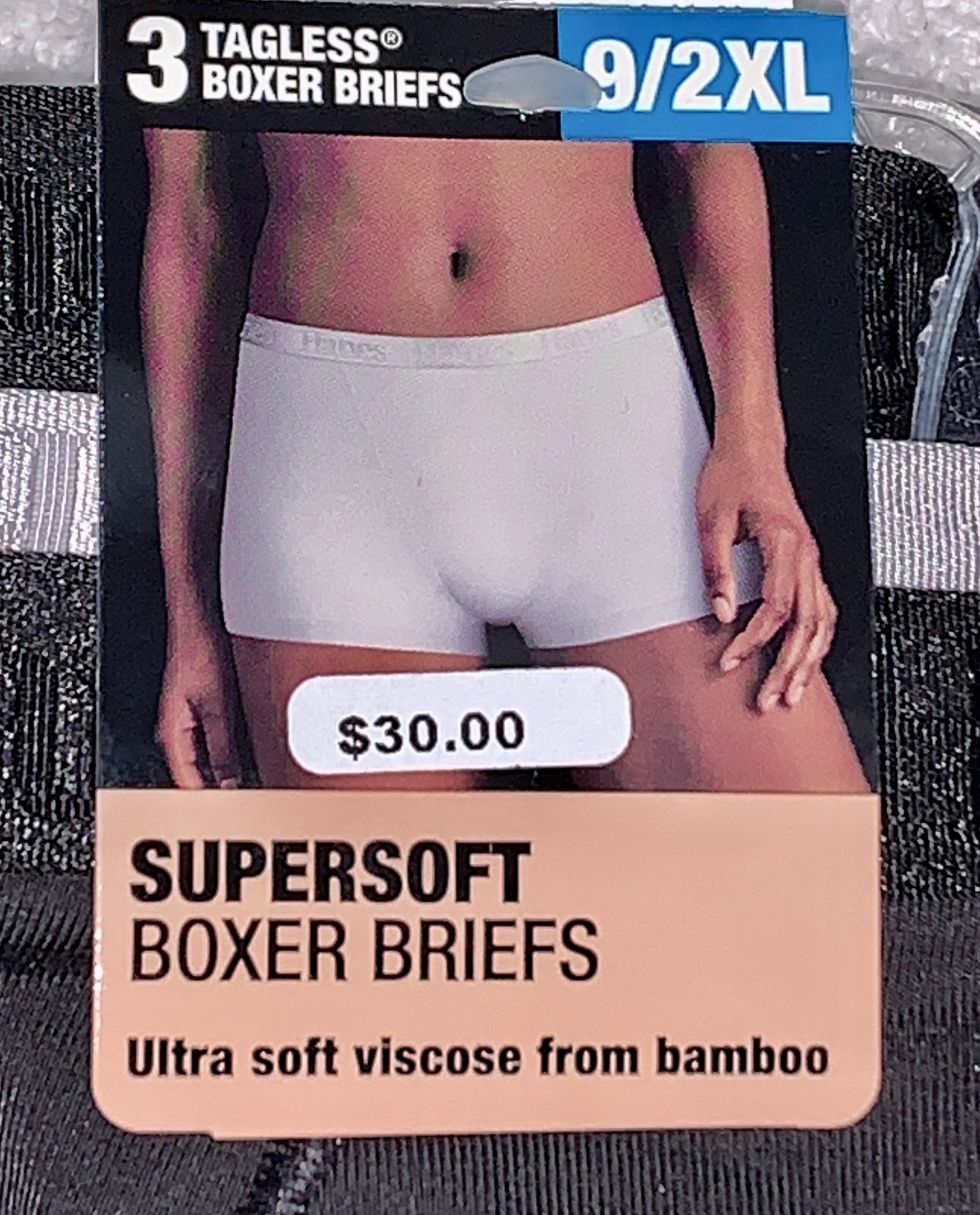 HANES 3 Pk Ultimate Supersoft Black Silver Boxer Brief Panty Womens Sz L 7 2XL 9