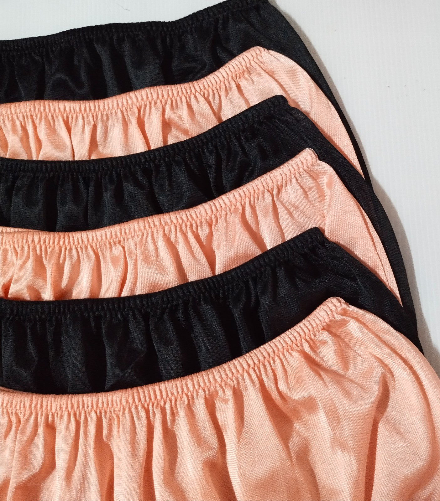 6 Nylon Panties/ High Waisted/ Double Nylon Layer Crotch/ BLack+ORANGE/ Size XL