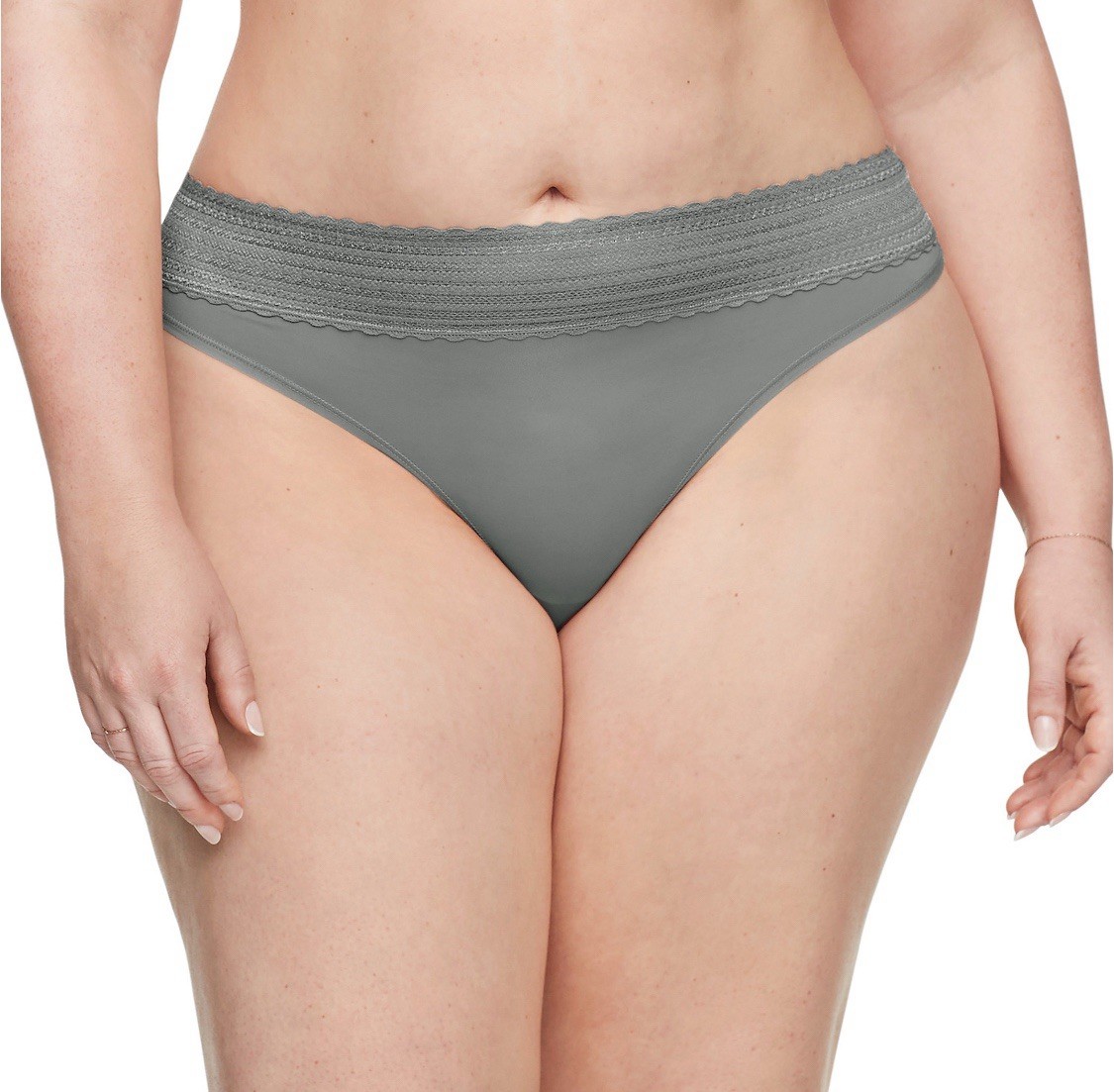 WARNERS No Pinching No Problems Storm Gray Thong Panty Womens Sz 8 XL