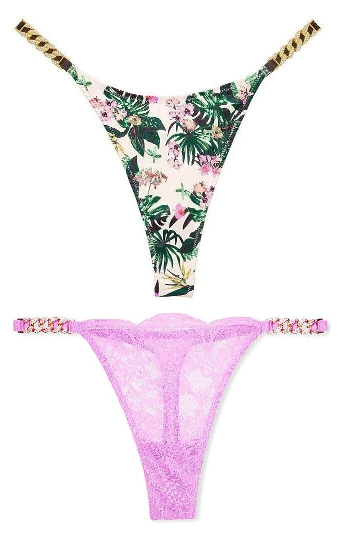 VICTORIA’S SECRET VERY SEXY CHAIN SHINE STRAP SATIN THONG PANTY XS S M L XL NWT