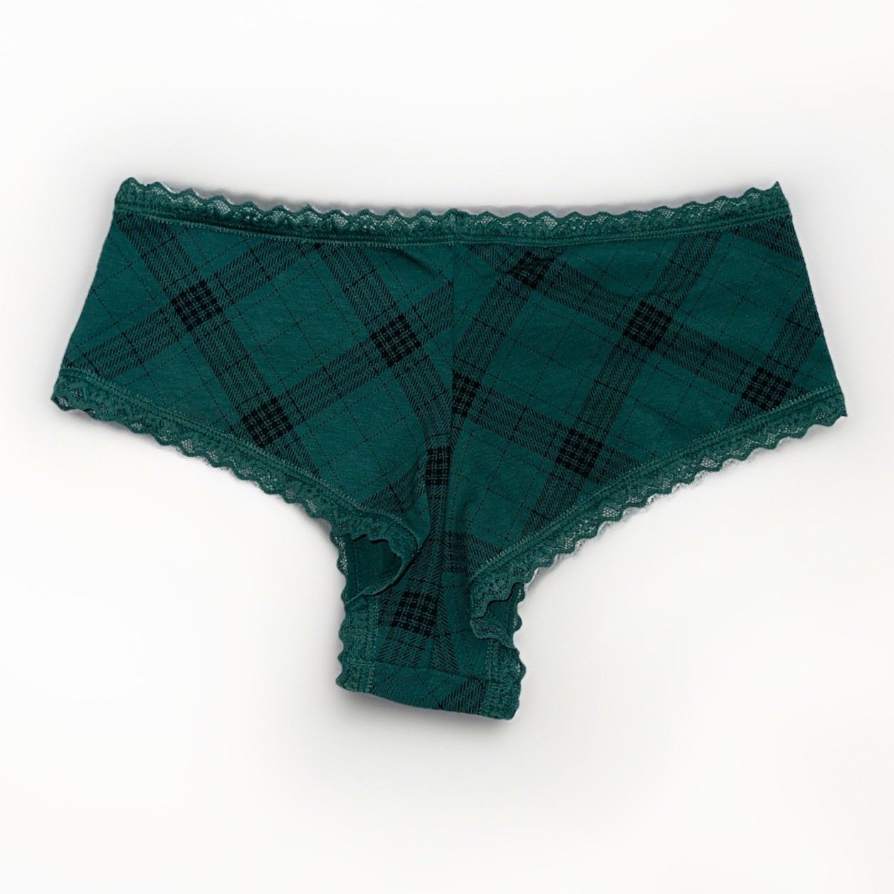 Victoria’s Secret VS NWT Green Plaid Small Lace Cheeky Panty