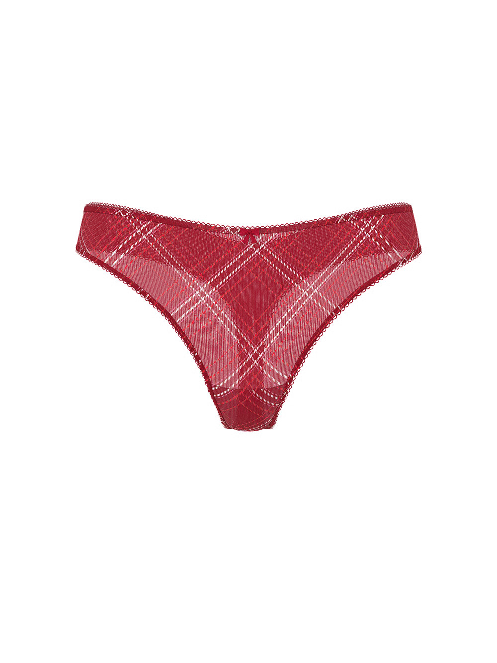 NWT Sealed The Lacie Shimmer Plaid Mesh Thong Panty Size L~ Red Lacquer