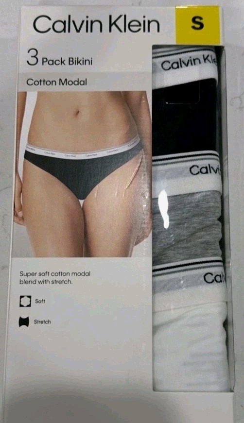 The Calvin Klein 3 Pack of Bikini Panties in size S