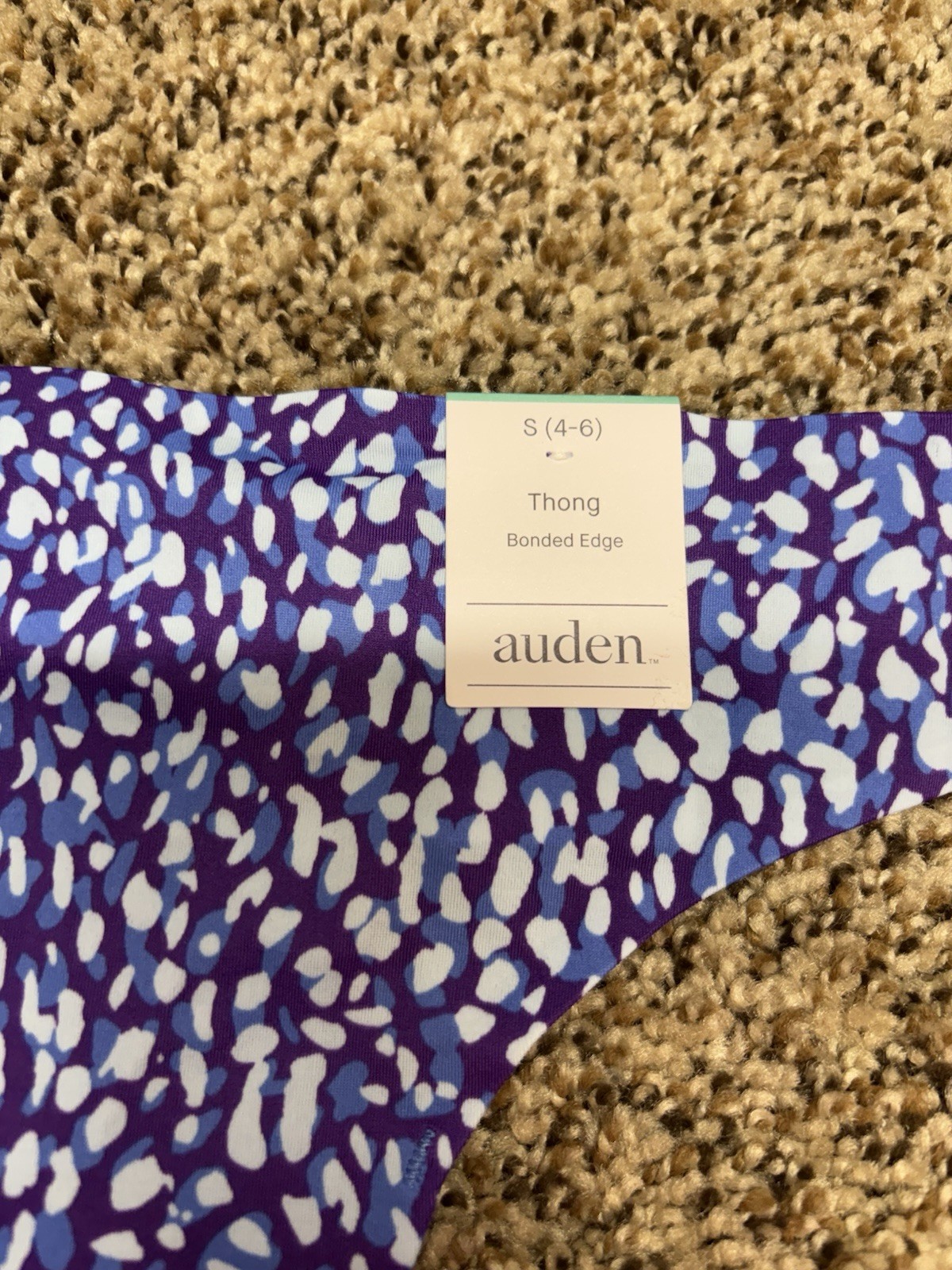 Auden Purple/Multi-Color Bonded Edge Thong. Size: S (4-6).