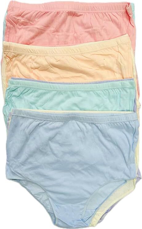 NEW WOMENS LADIES FULL PASTEL BRIEFS 100% COTTON SOFT COMFORT PLUS SIZE MULTI