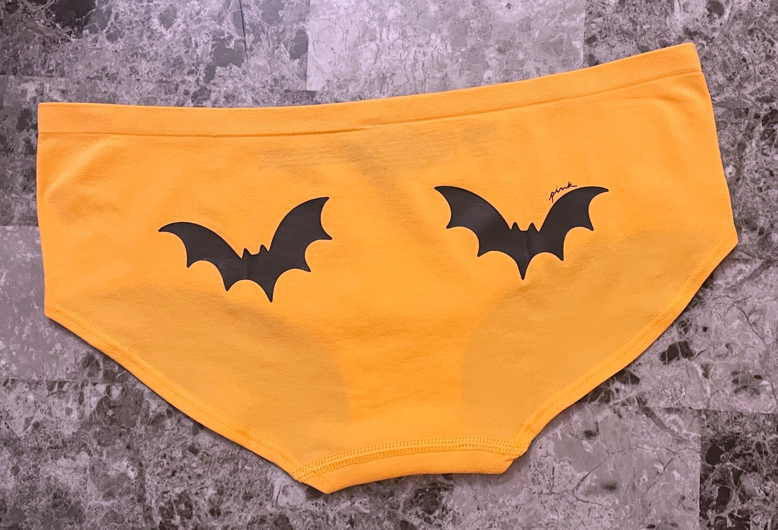 NWT VICTORIA’S SECRET PINK ORANGE BLACK BATS HALLOWEEN SEAMLESS HIPSTER PANTIES