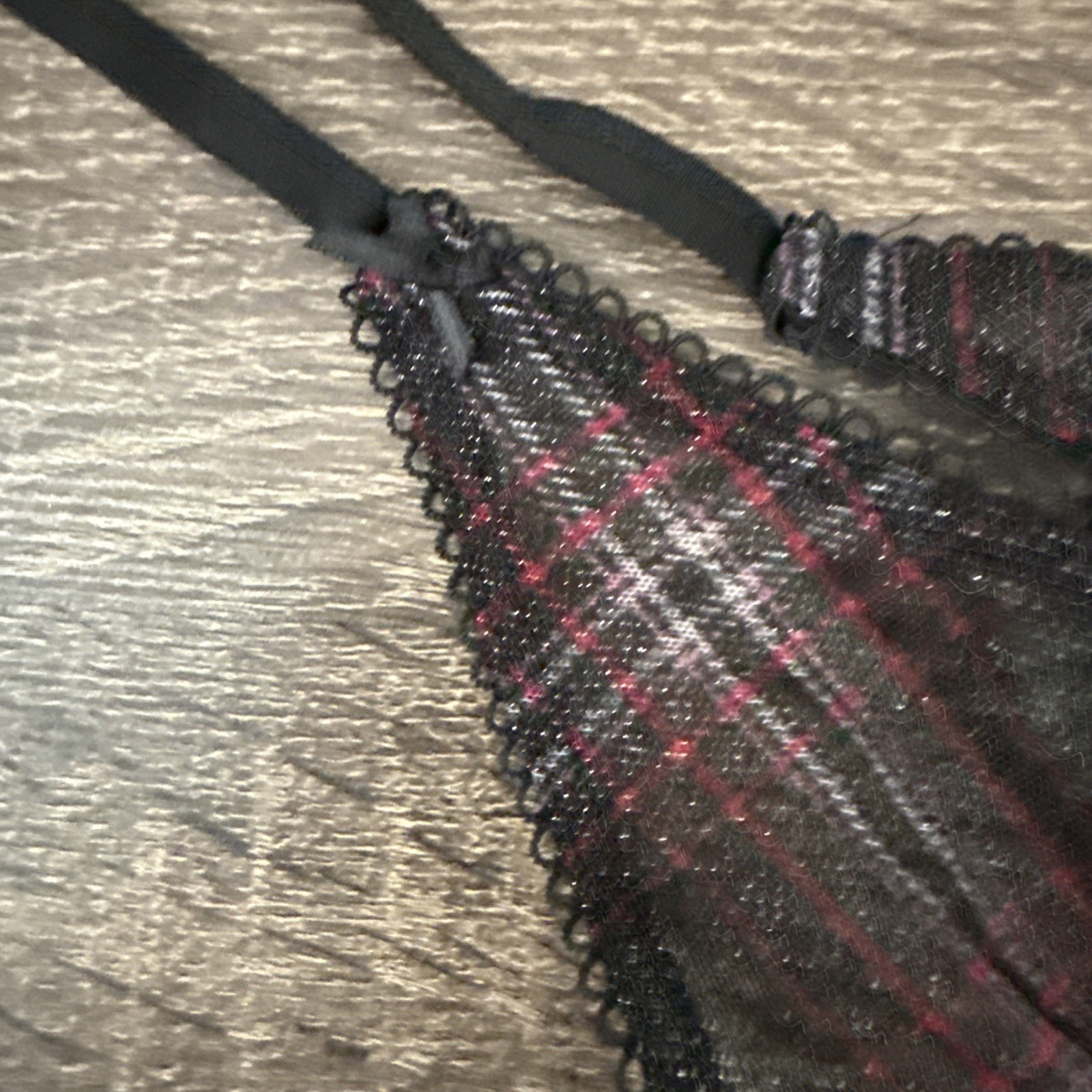 Victoria’s Secret XXL Black Mesh Plaid Thong Panties