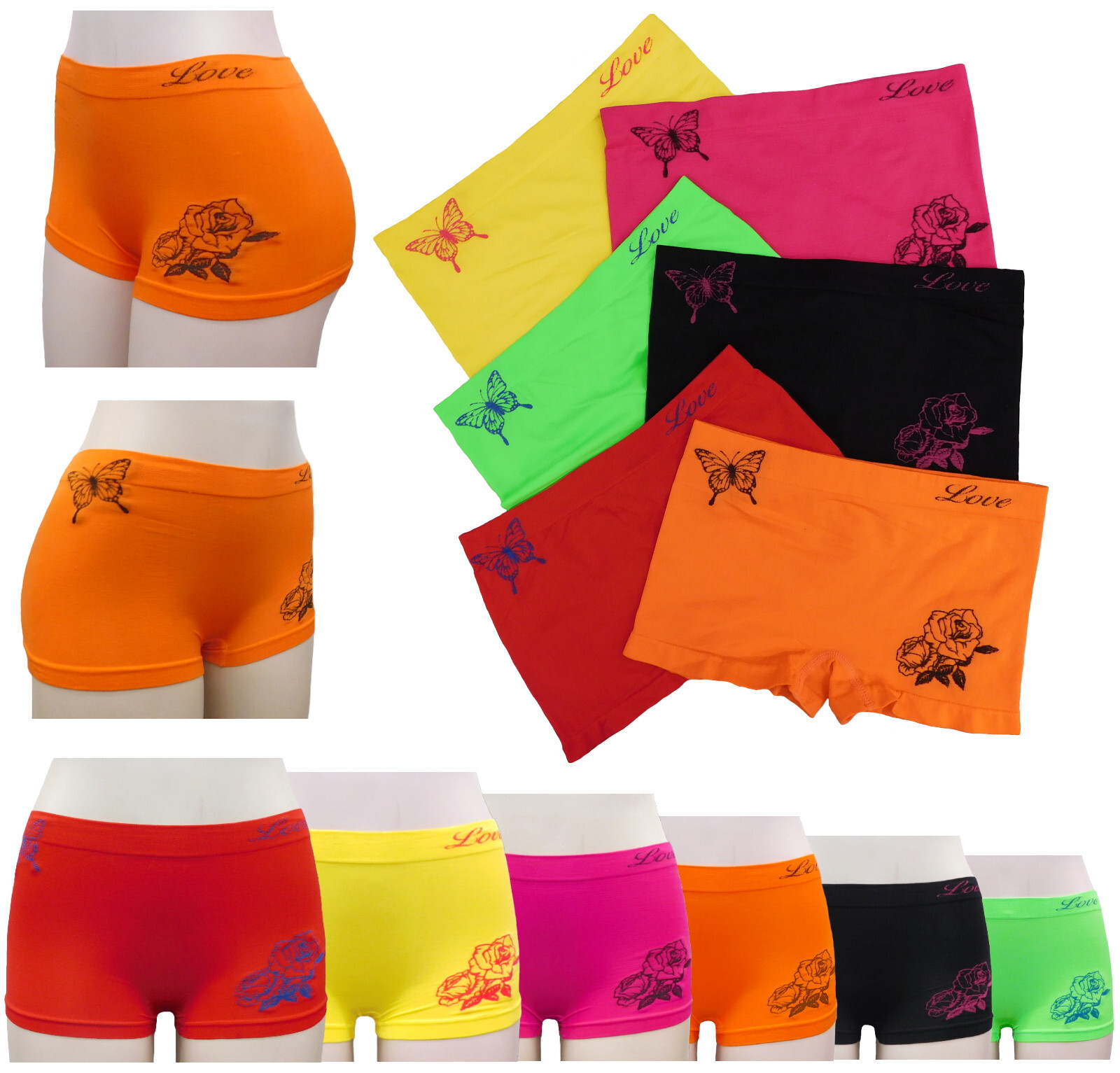6 pieces boyshorts Panties SEAMLESS Boxer Shorts women undewear Bright Colors