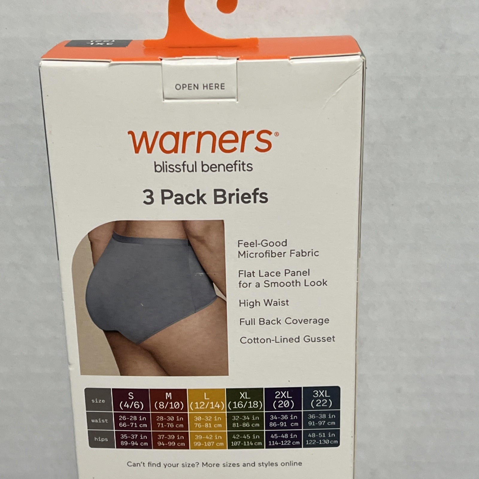 Warners Blissful Benefits Briefs Microfiber Tummy Smoothing – 3Pack/3XL/22- NIP