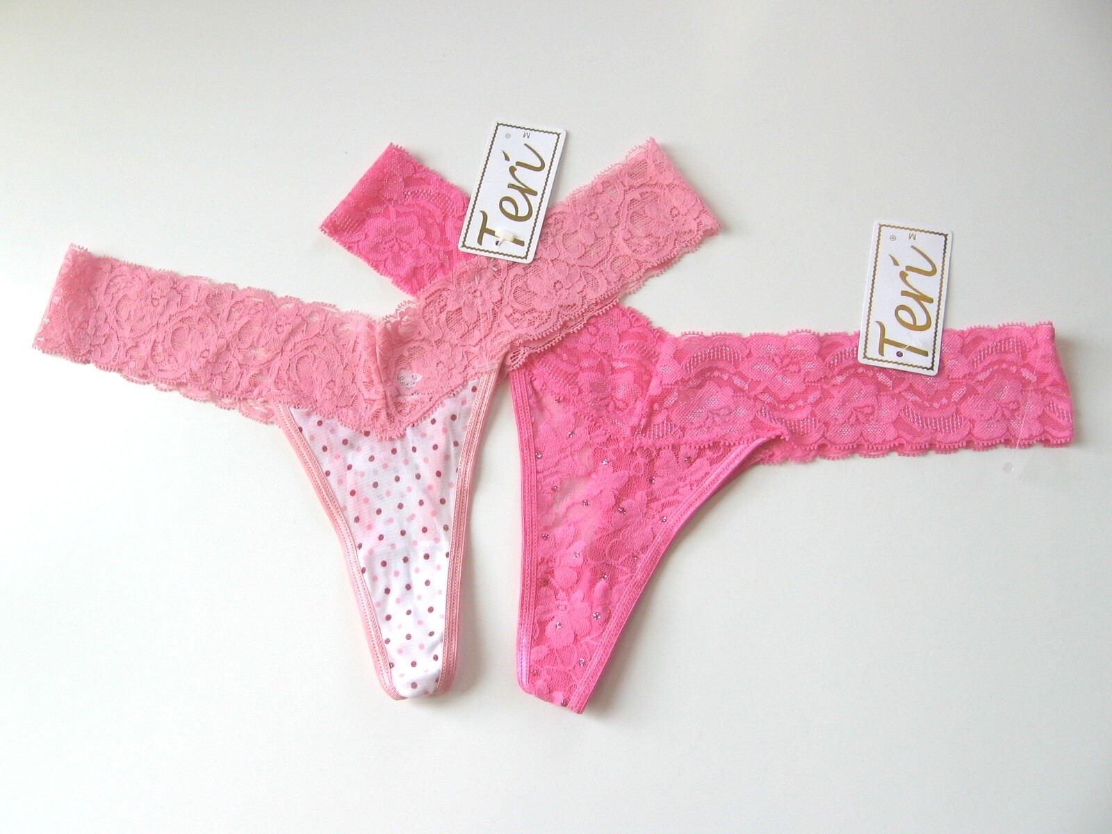 A0532 Teri Lingerie NEW Women’s Sheer Mesh Wide Lace Edge Waistband Tanga Thong