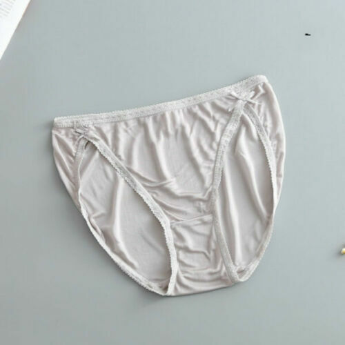 2 Pairs Women Underwear Brief Panties Soft Silk High Cut Cozy Thin Underpants A+