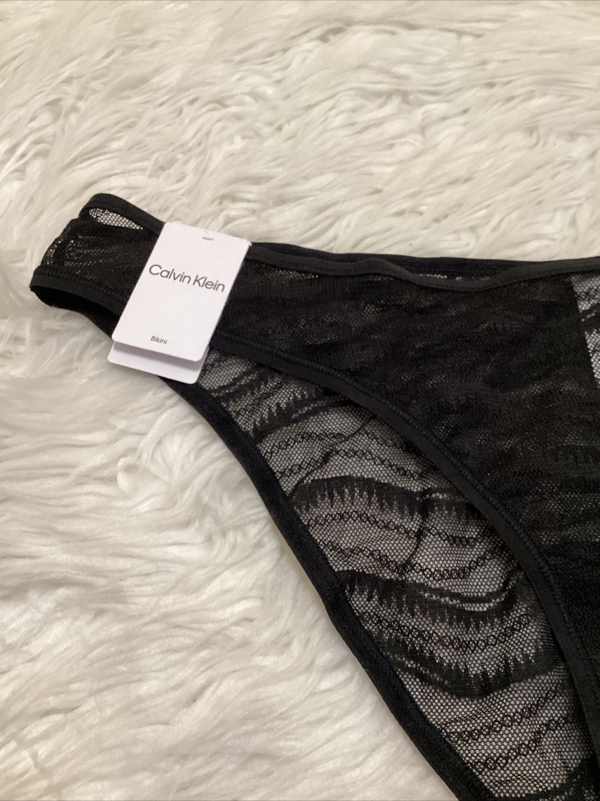 Calvin Klein Sz L Women’s Underwear Allover Lace Bikini QD3972-001 Black $15