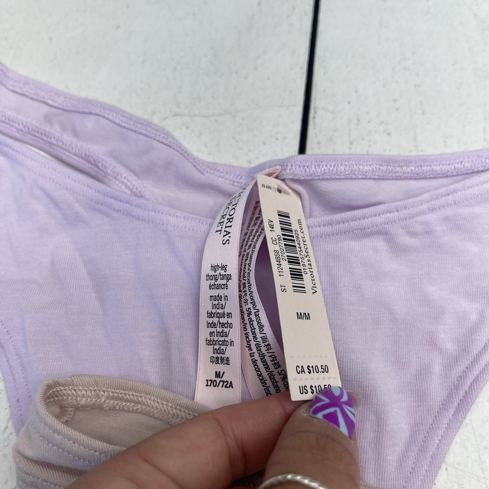 Victoria’s Secret 3 Pack High Leg Thong Underwear Purple/Beige/Mauve Women’s M