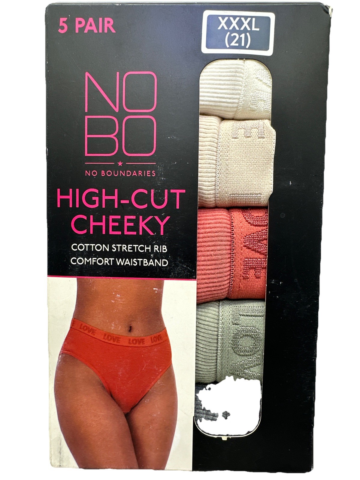 NEW Size 21 Juniors High Cut Cheeky Set Of 5 Panties Underwear XXXL Multicolor
