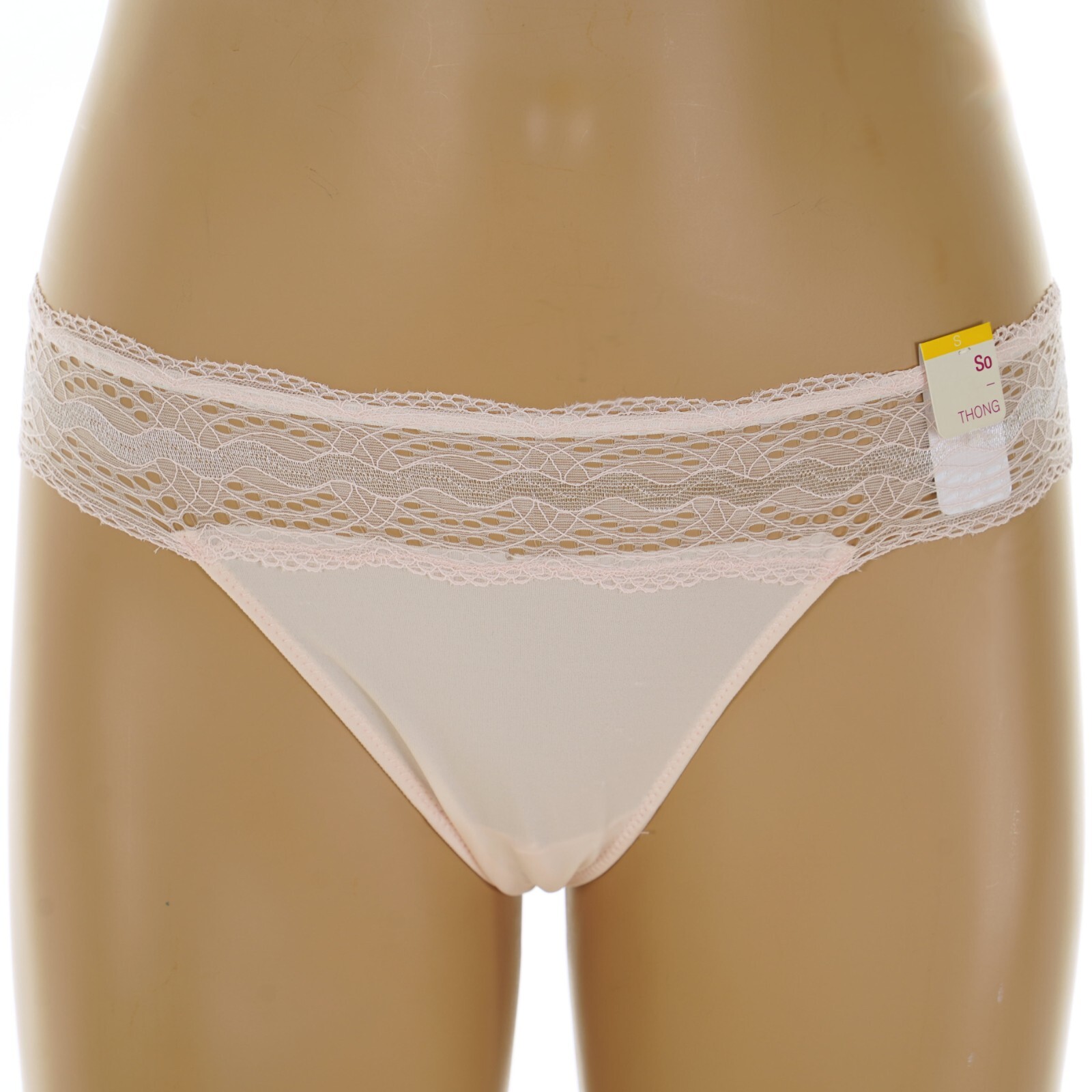 SO INTIMATES Junior’s Size 3-5 SMALL Lace Waistband LIGHT PINK THONG Panties