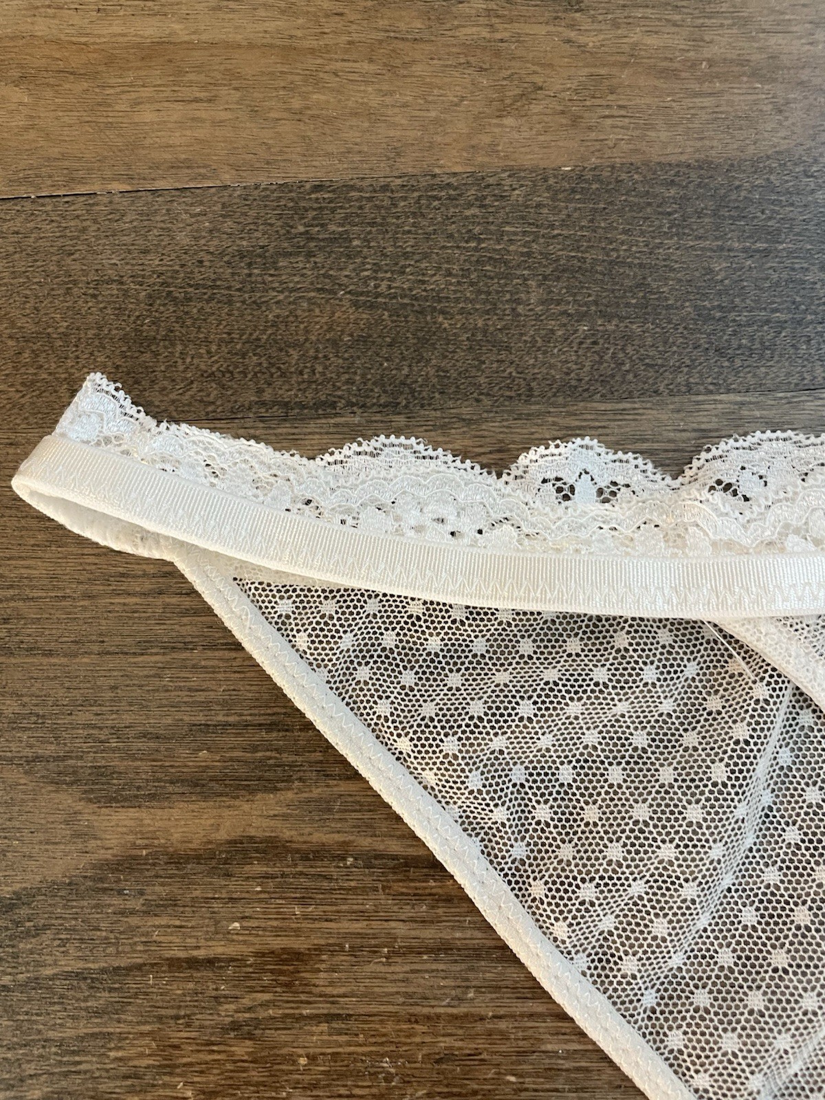 Free People Intimately White Ivory Mesh Dot Lace Bikini Panties Underwear Sz XL